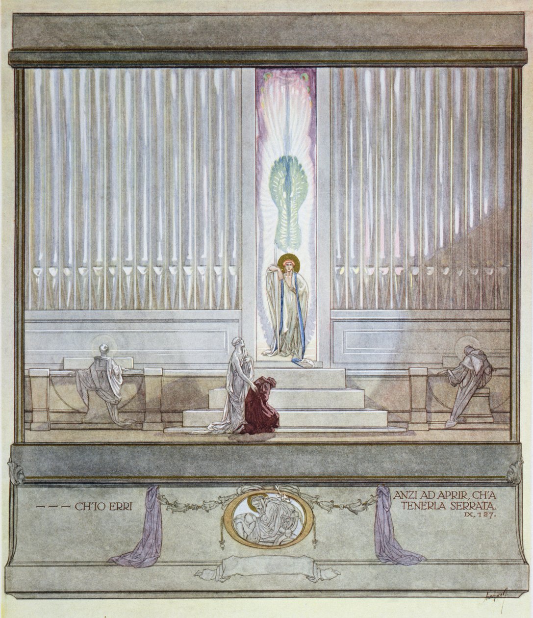 Ilustrace z Dantovy Božské komedie, Očistec, IX. díl: 127, 1921. od Franz von Bayros