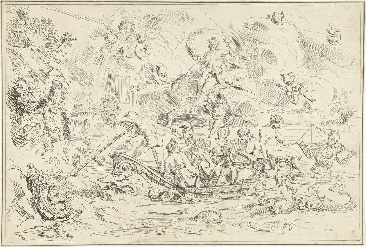 Apollo a Pan ve člunu od Franz Ertinger