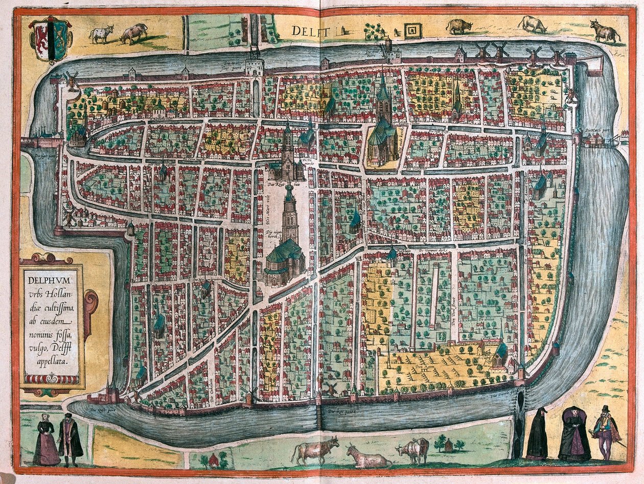 Delft, Nizozemsko (rytina od Franz Hogenberg