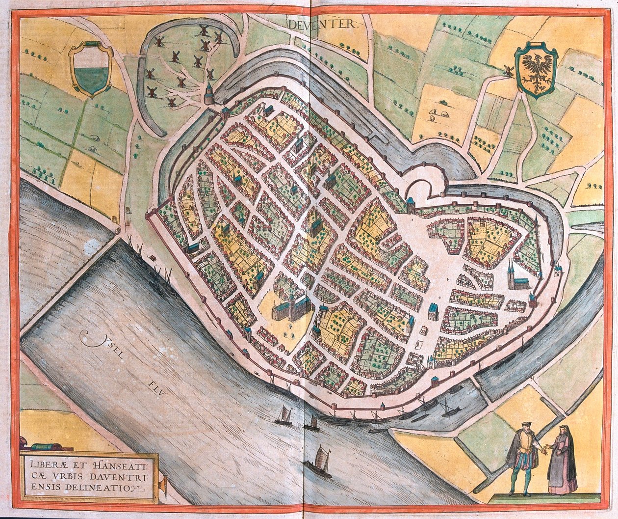 Deventer, Nizozemsko (rytina od Franz Hogenberg