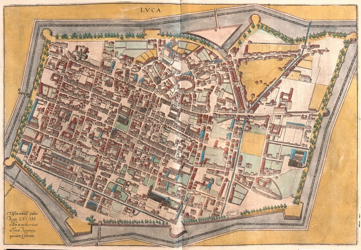 Lucca, Itálie (rytina od Franz Hogenberg