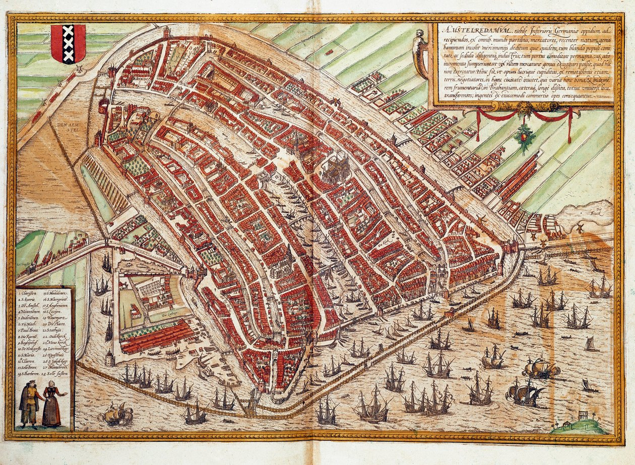 Mapa Amsterdamu (rytina od Franz Hogenberg