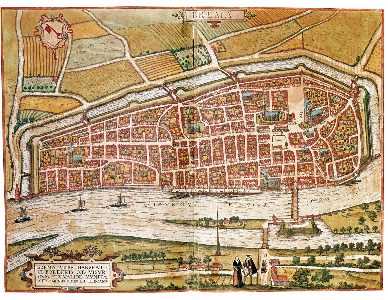 Mapa Brém (rytina od Franz Hogenberg