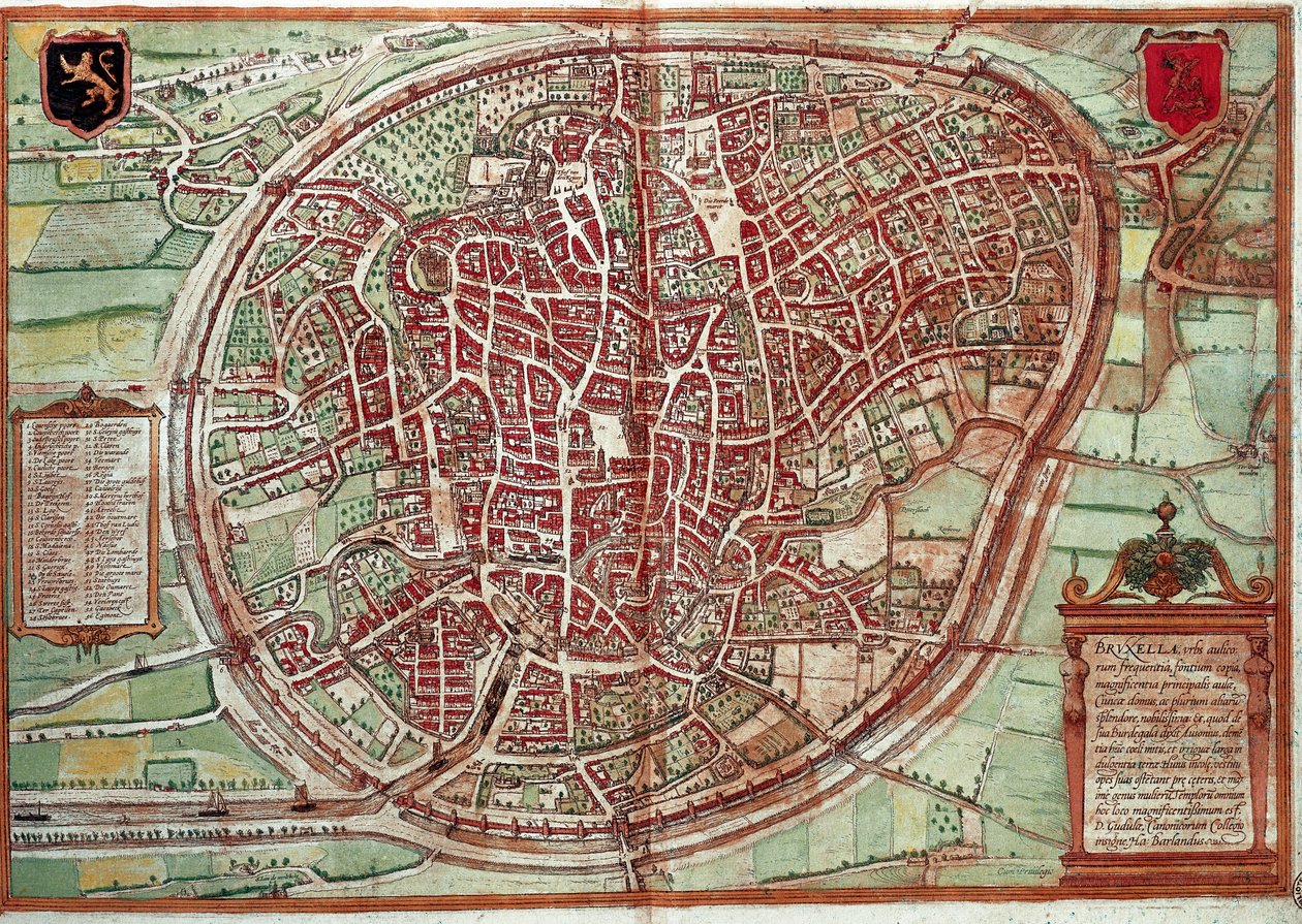 Mapa Bruselu - Belgie (rytina od Franz Hogenberg