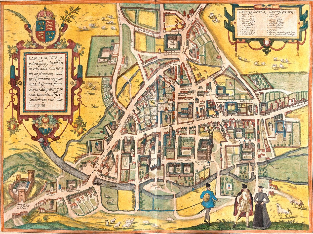 Mapa Cambridge (Cantebrigia), Anglie (lept od Franz Hogenberg