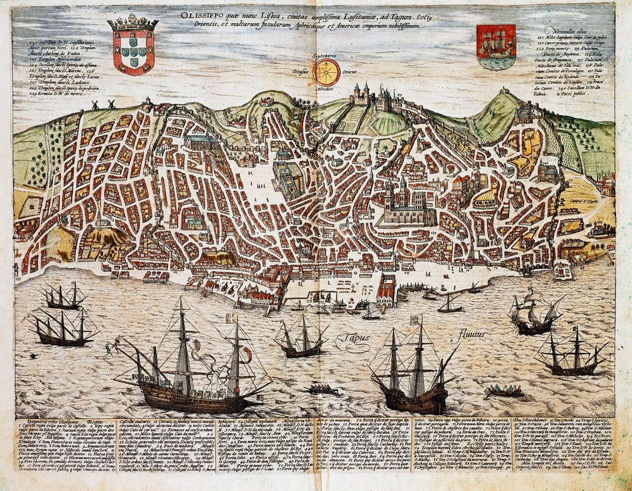 Mapa Lisabonu - Portugalsko (rytina od Franz Hogenberg