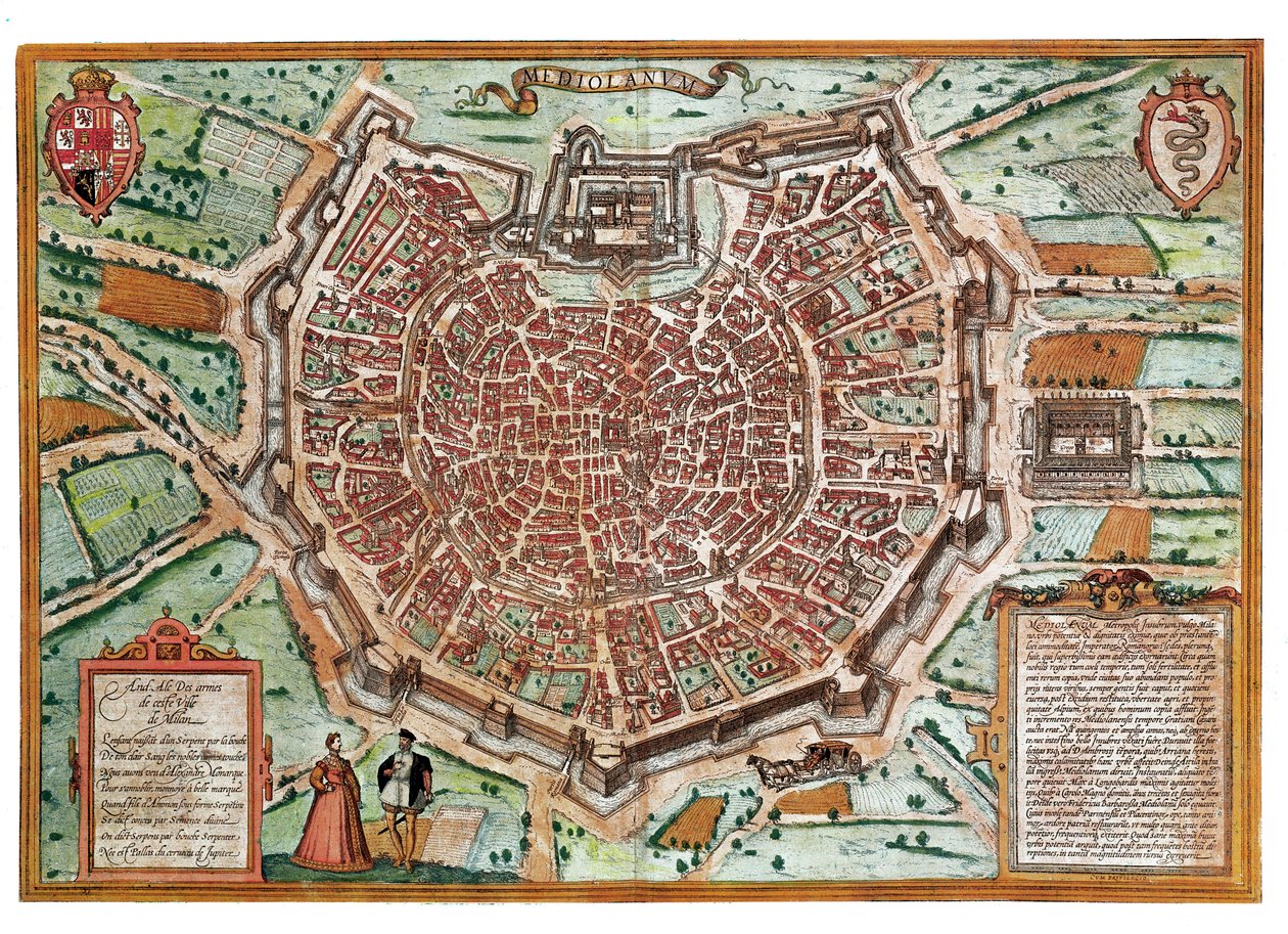 Mapa Milána (rytina od Franz Hogenberg