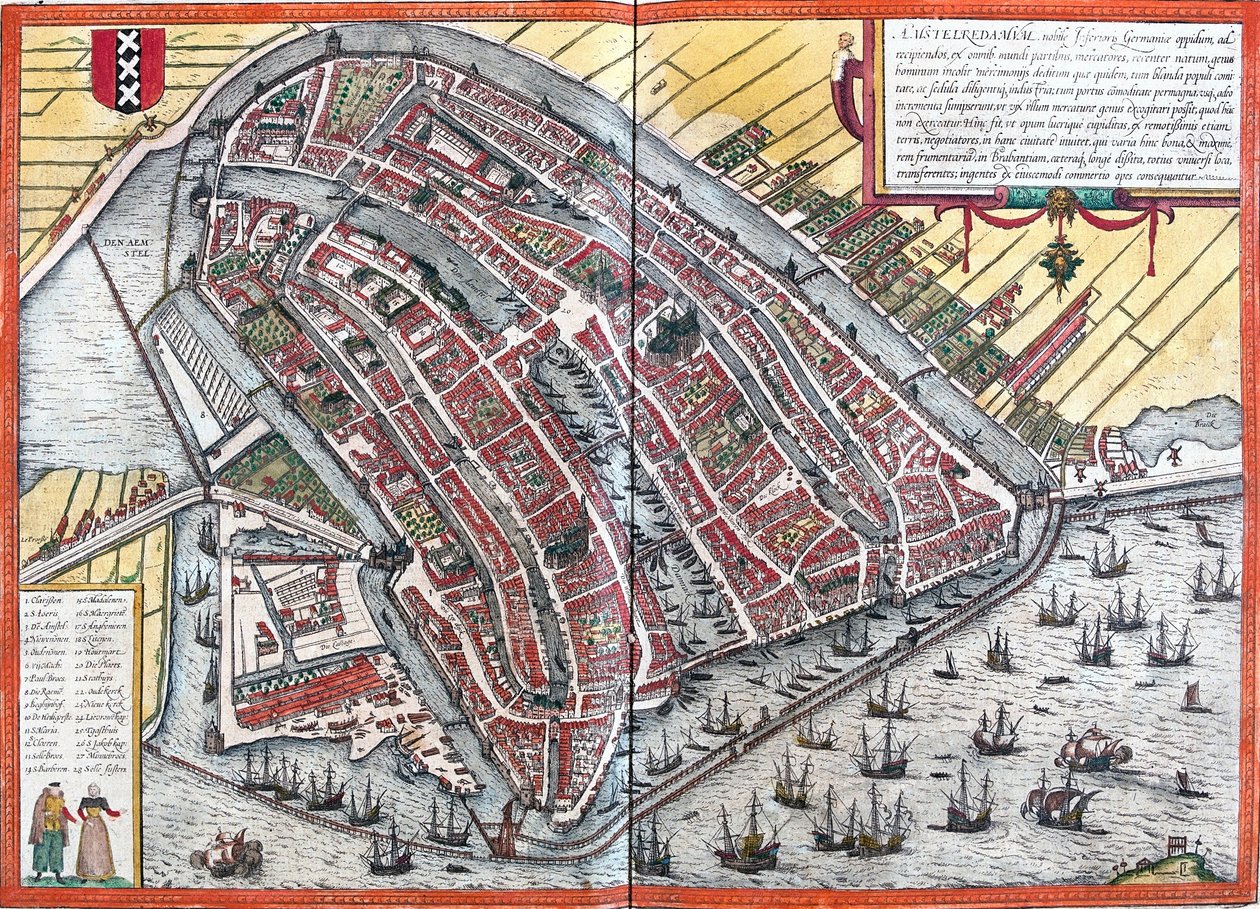 Plán Amsterdamu (Amstelredamum), Nizozemsko (lept od Franz Hogenberg