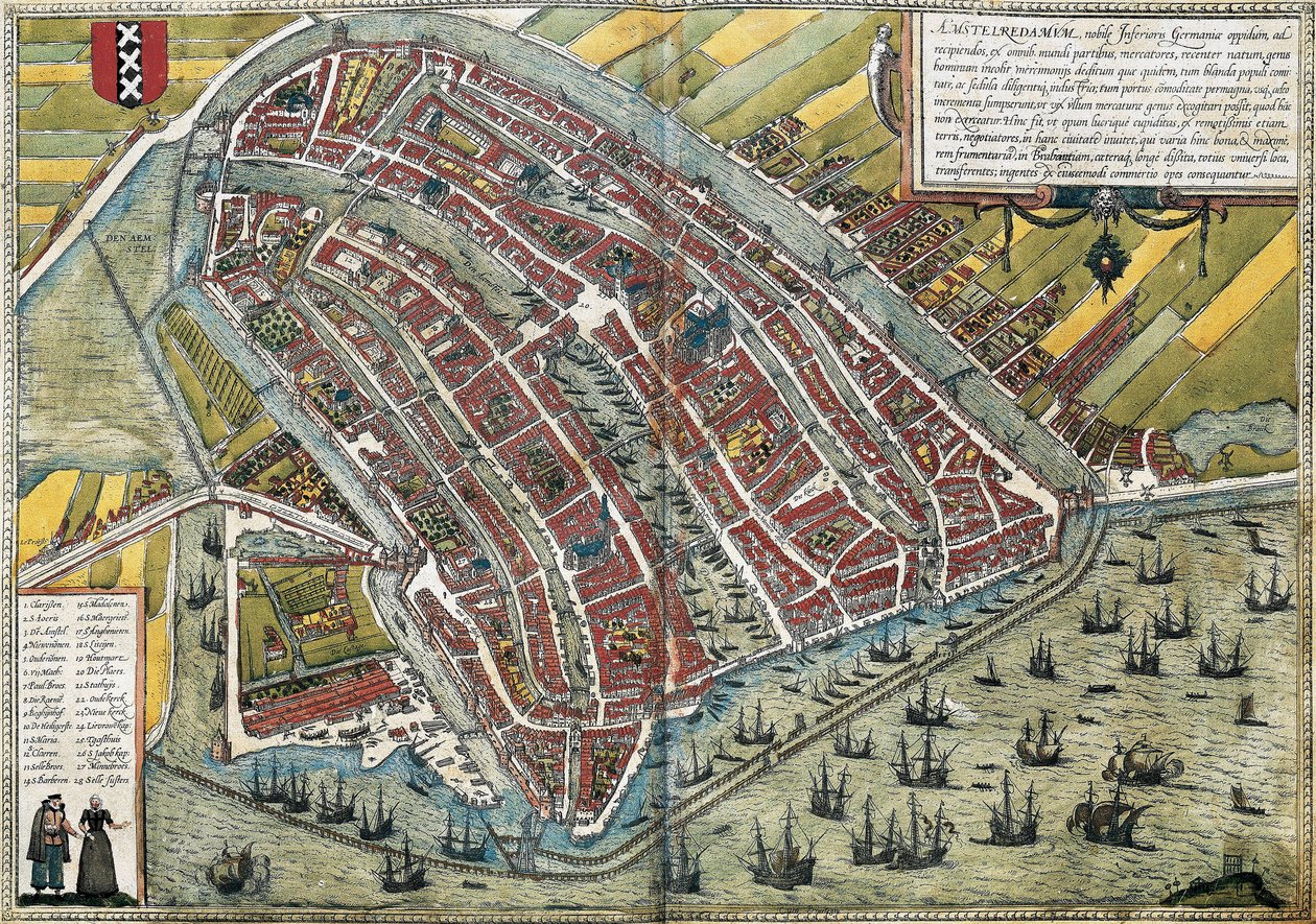 Plán Amsterdamu (Amstelredamum), Nizozemsko od Franz Hogenberg