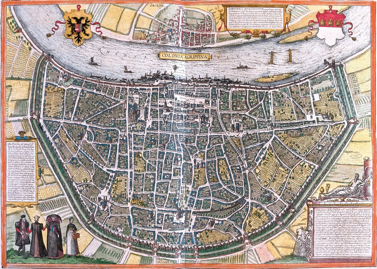 Plán Kolína (Colonia Agrippa), Německo (lept od Franz Hogenberg