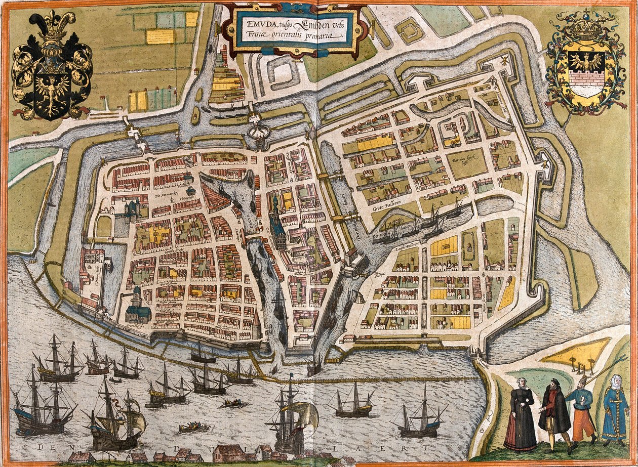 Plán Emden (Emuda), Německo (lept od Franz Hogenberg