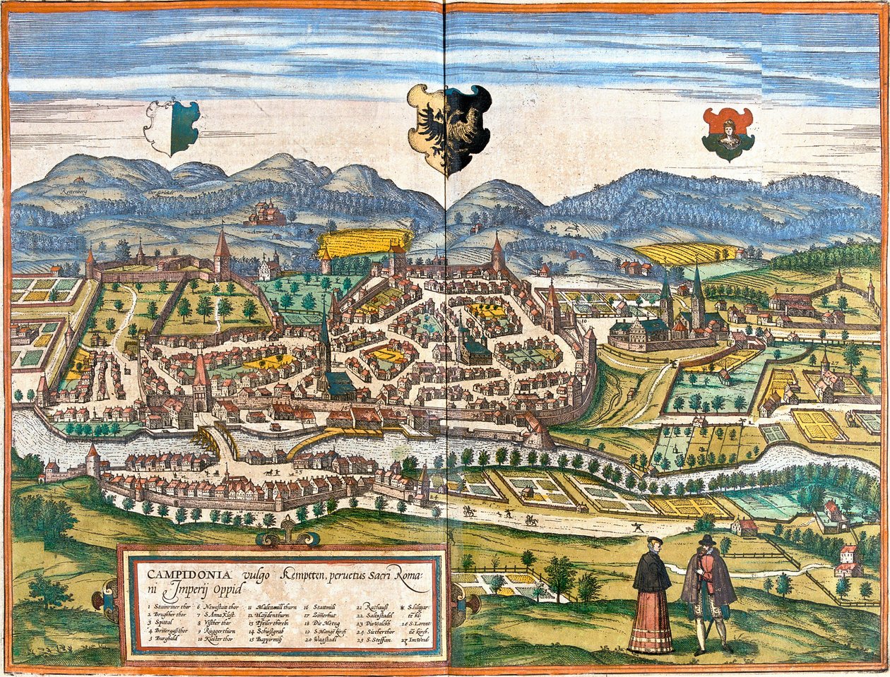 Plán Kempten (Campidonia), Německo (lept od Franz Hogenberg