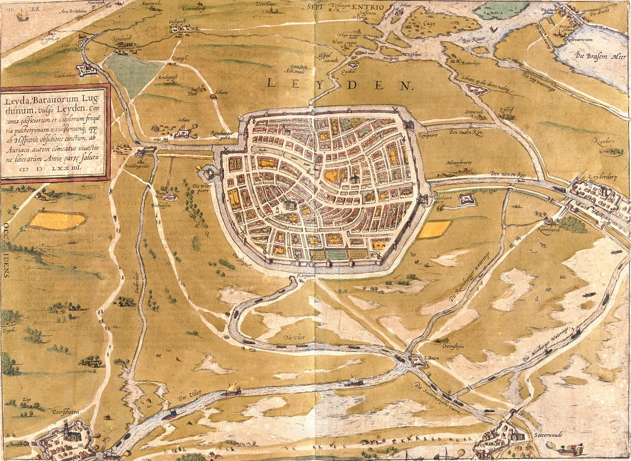 Plán Leiden (Leyden), Nizozemsko (lept od Franz Hogenberg
