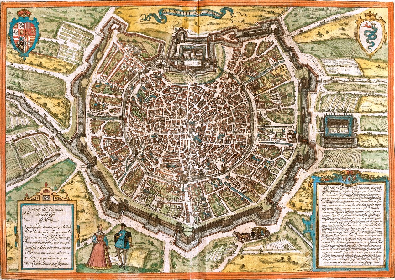 Plán Milána (Mediolanum), Itálie (lept od Franz Hogenberg