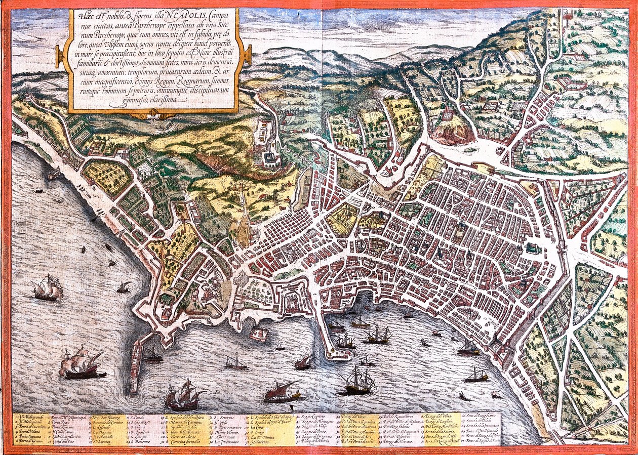 Plán Neapole (Neapolis), Itálie (lept od Franz Hogenberg