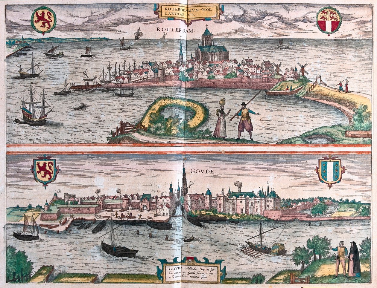 Rotterdam a Gouda, Nizozemsko (rytina od Franz Hogenberg
