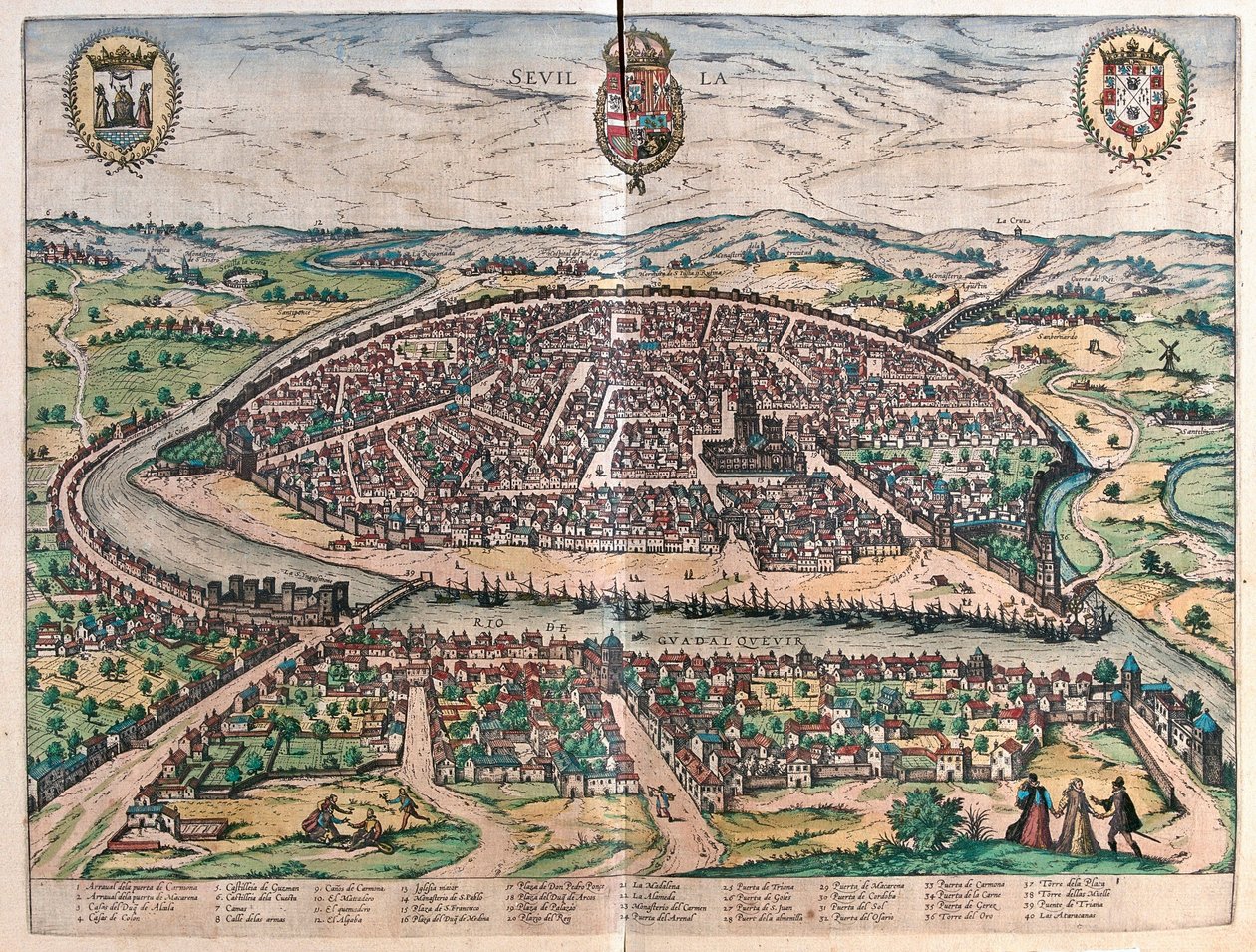 Sevilla, Španělsko (rytina od Franz Hogenberg