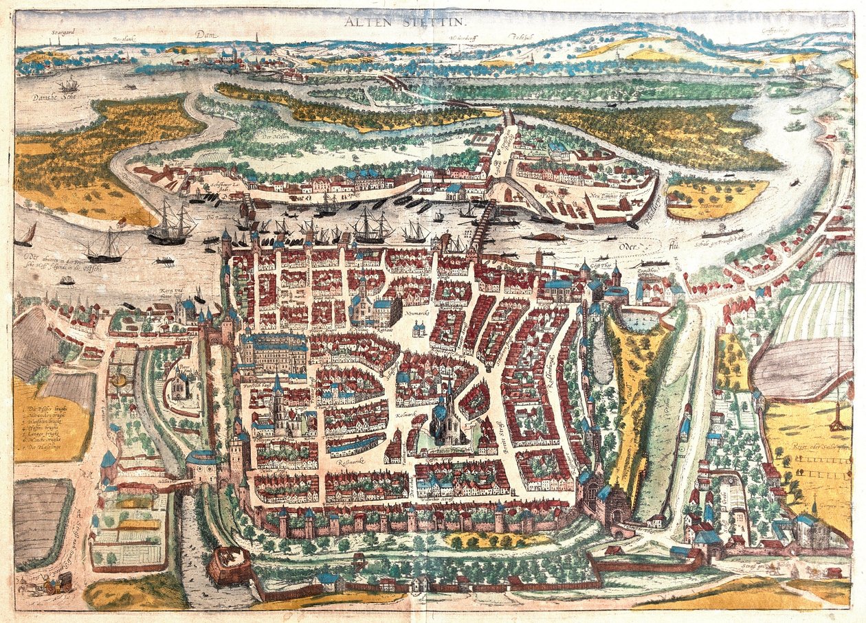 Štětín, Polsko (rytina od Franz Hogenberg
