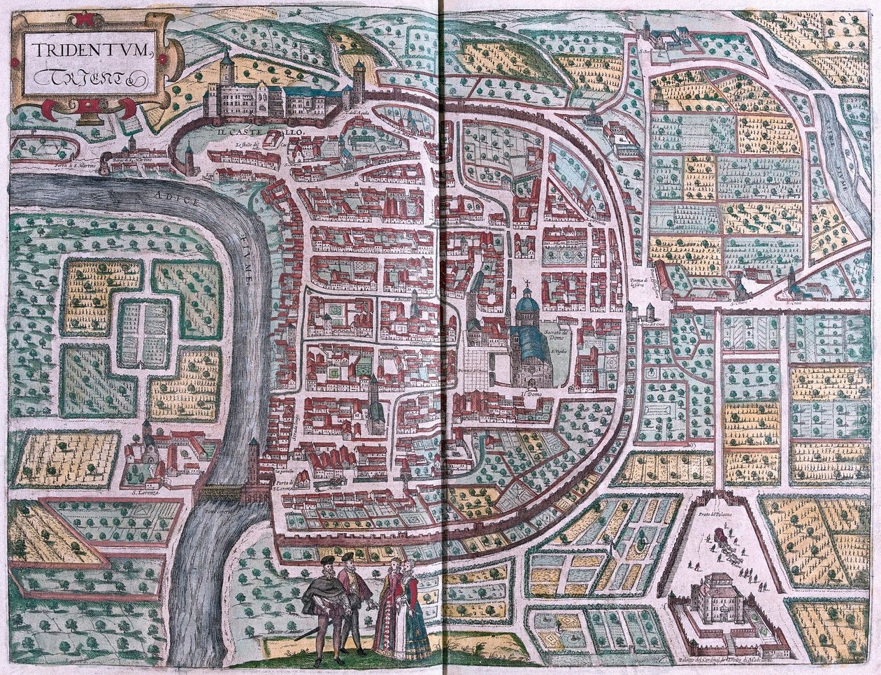 Trento, Itálie (rytina od Franz Hogenberg
