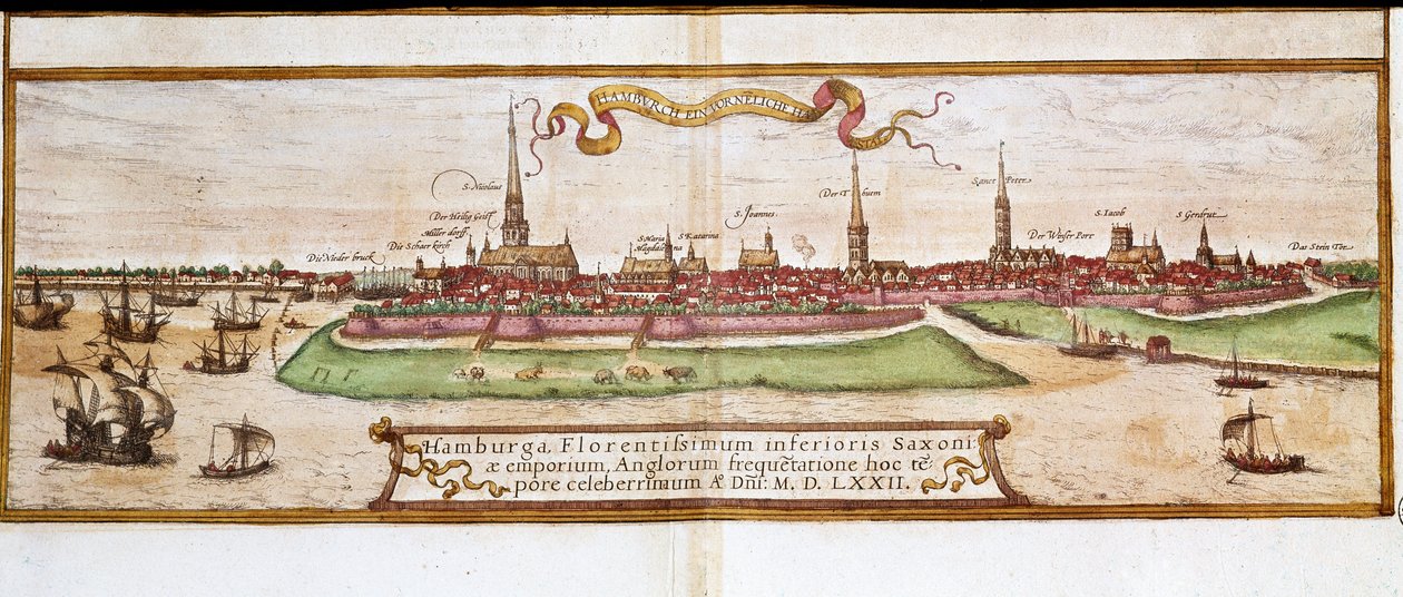 Pohled na Hamburk (rytina od Franz Hogenberg