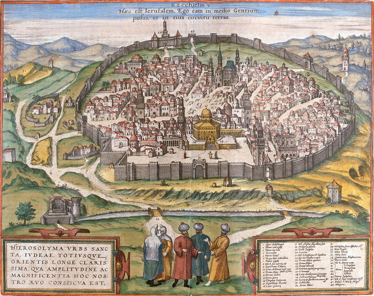Pohled na Jeruzalém (Jeruzalém), Izrael (lept od Franz Hogenberg