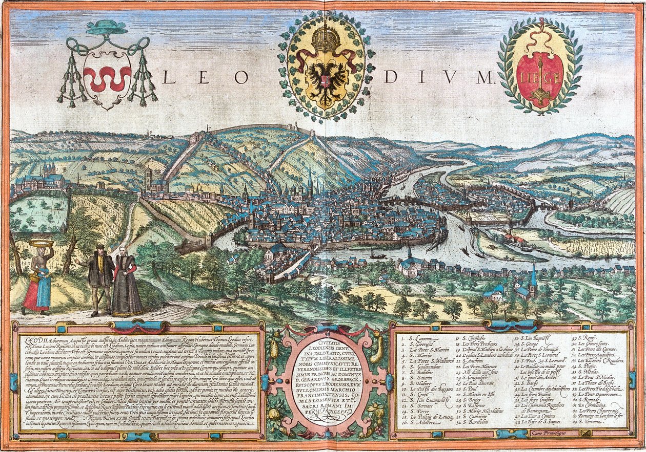 Pohled na Lutych (Leodium), Belgie (lept od Franz Hogenberg