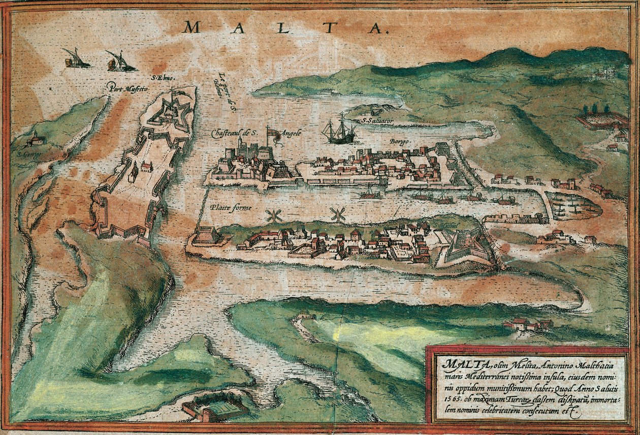 Pohled na Maltu (rytina od Franz Hogenberg