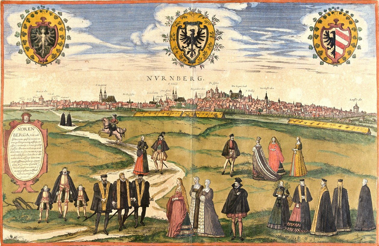 Pohled na Norimberk (Nurnberg), Německo (lept od Franz Hogenberg