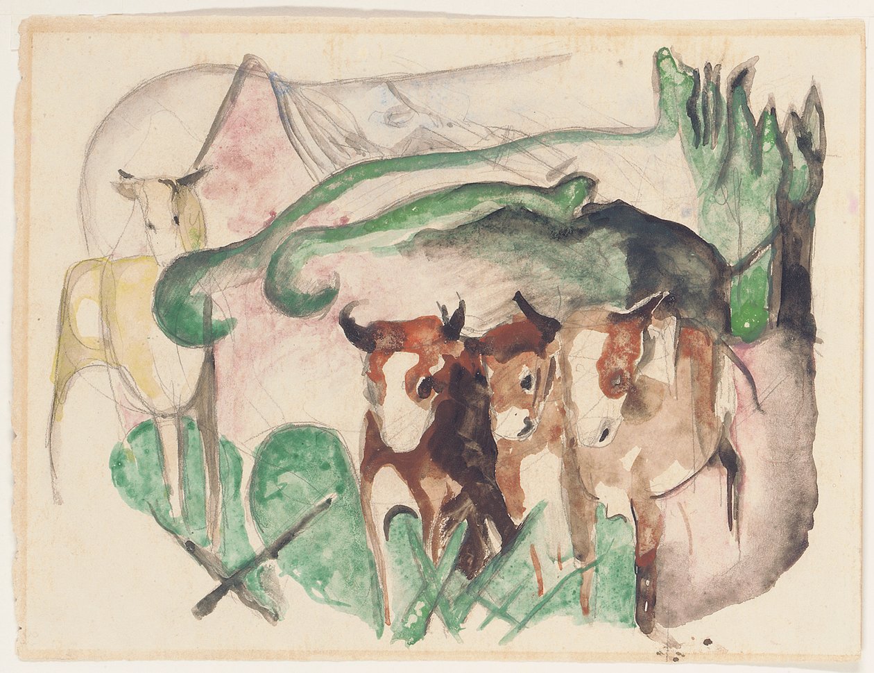 Zvířata v krajině od Franz Marc