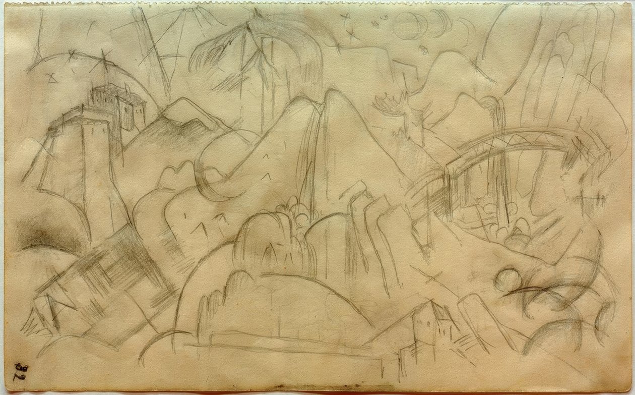 Horská krajina s mostem (Tyrolsko) od Franz Marc