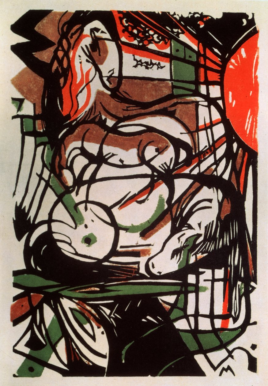 Narození hříběte, 1913 od Franz Marc