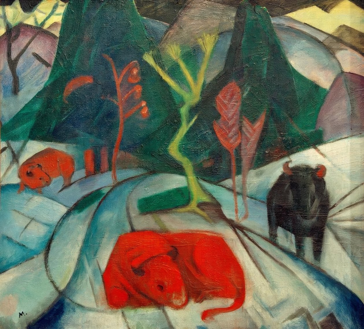 Zubr v zimě (zubr červený) od Franz Marc