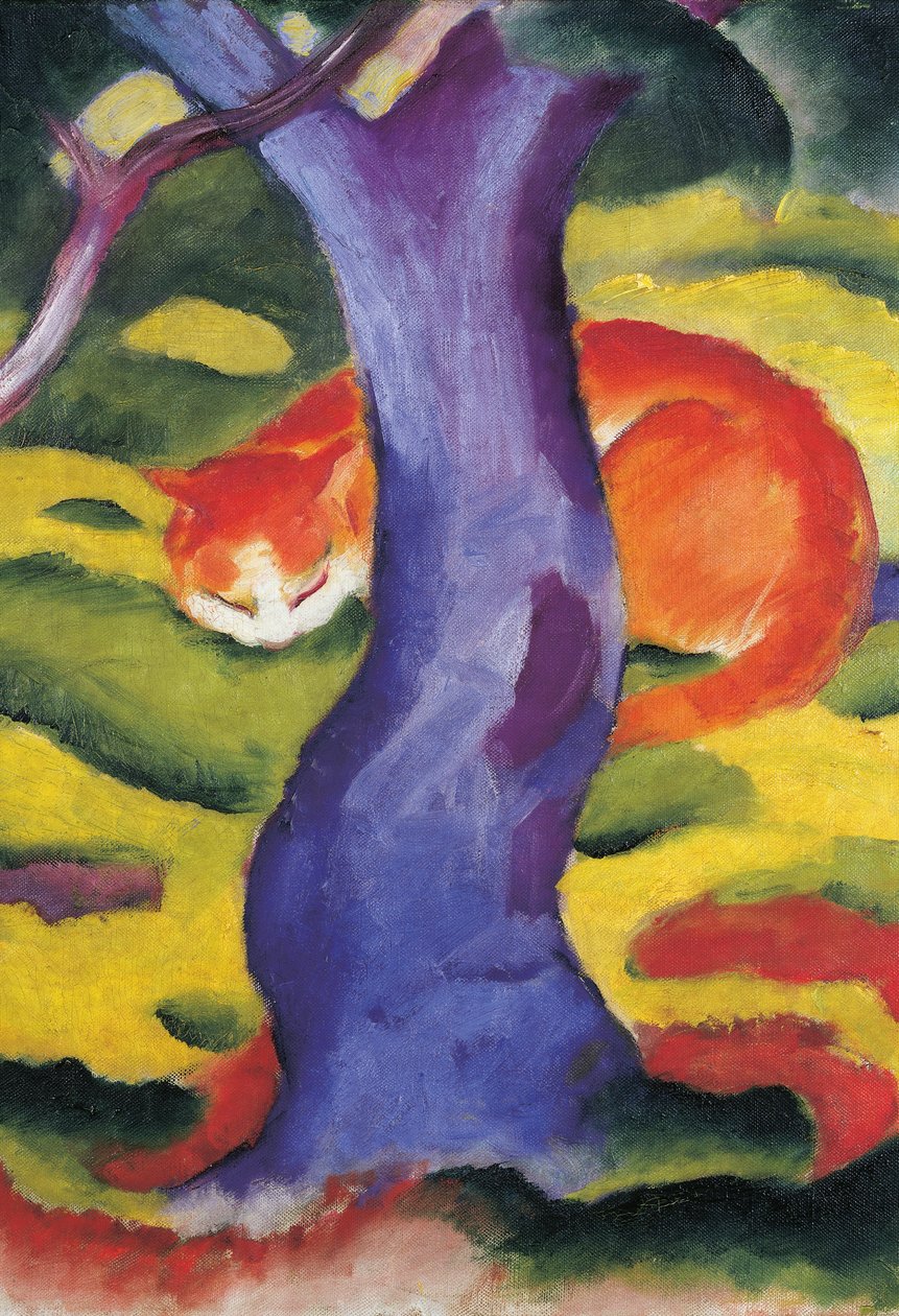 Kočka za stromem, 50x70 cm od Franz Marc