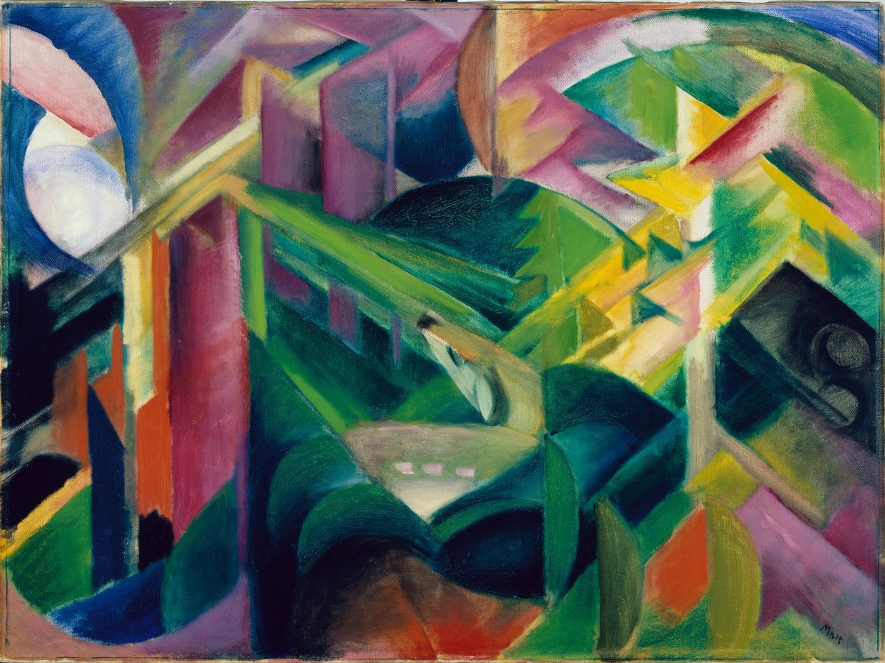 Jelen v klášterní zahradě od Franz Marc