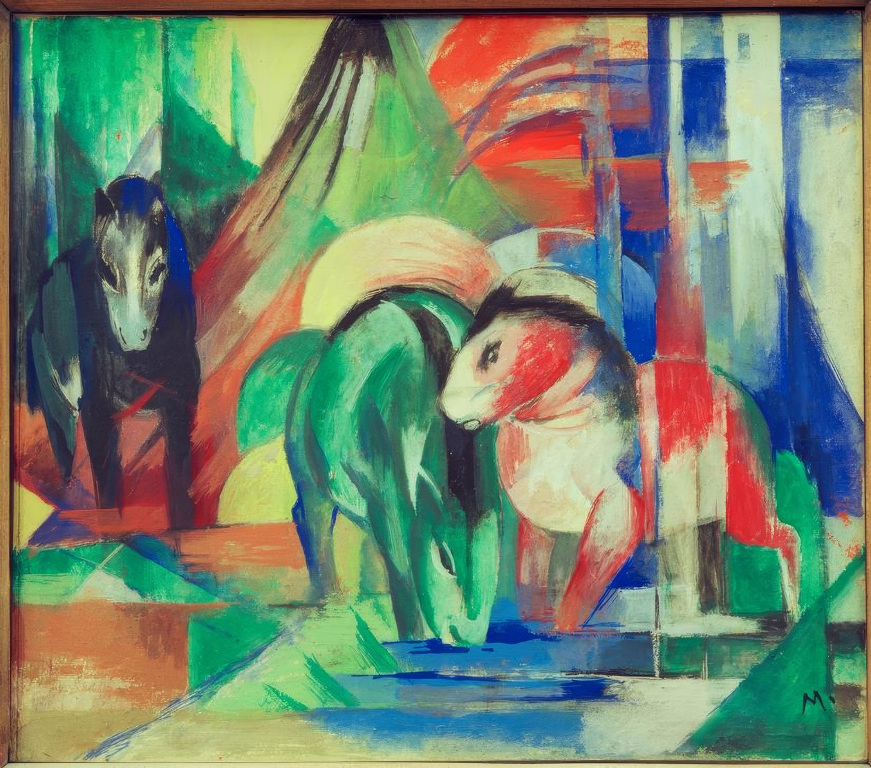 Tři koně u napajedla od Franz Marc