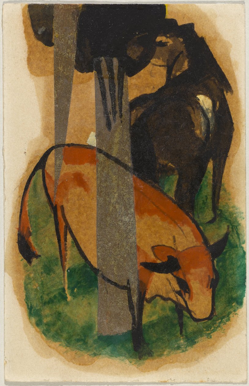 Německy: Červený kůň a žlutá kráva od Franz Marc