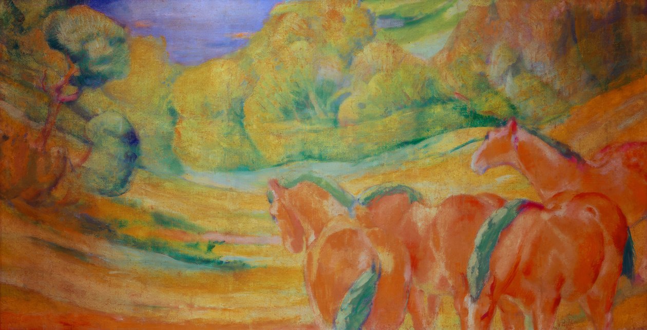 Velká krajina I (Krajina s červenými koňmi) od Franz Marc