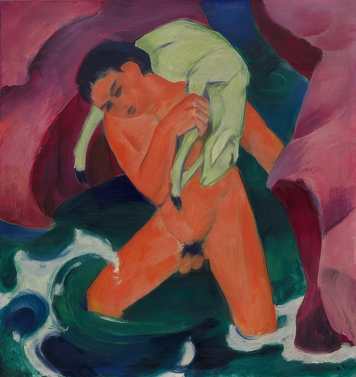 Chlapec s jehněčím. Dobrý pastýř. 1911 od Franz Marc