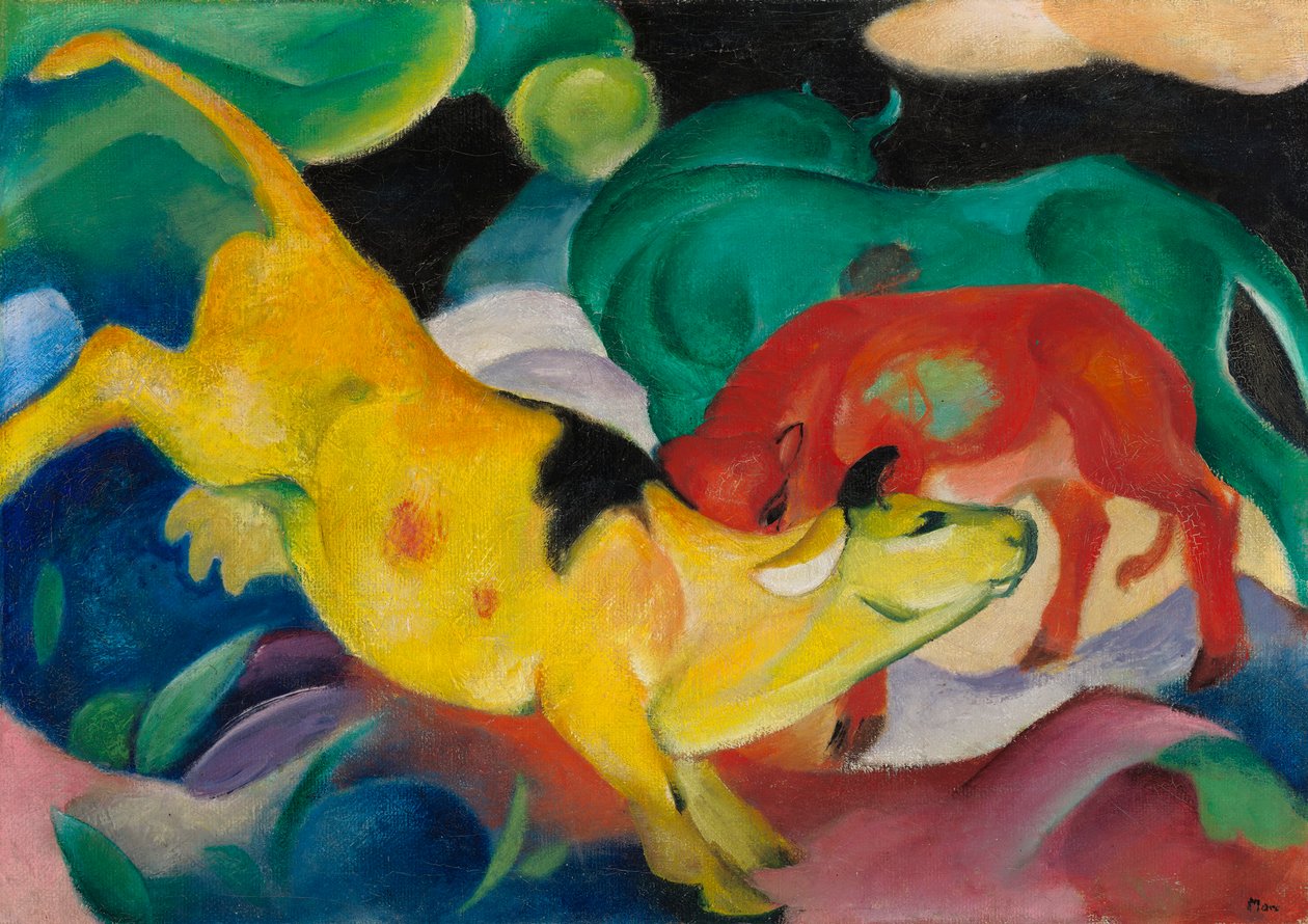 Krávy, červené, zelené, žluté od Franz Marc