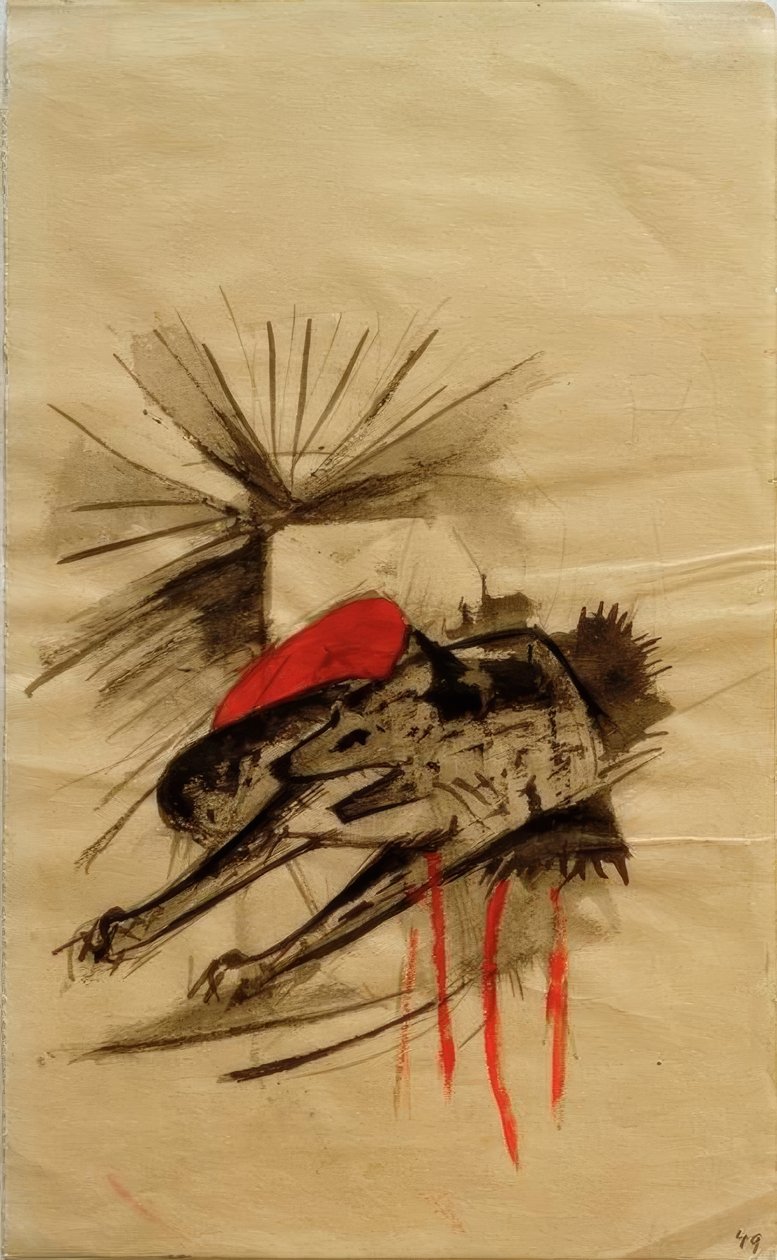 Ležící hyena (ležící vlk) od Franz Marc