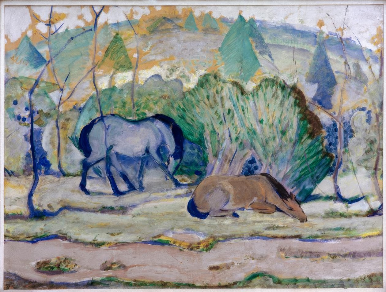 Koně na pastvě (koně v krajině) od Franz Marc