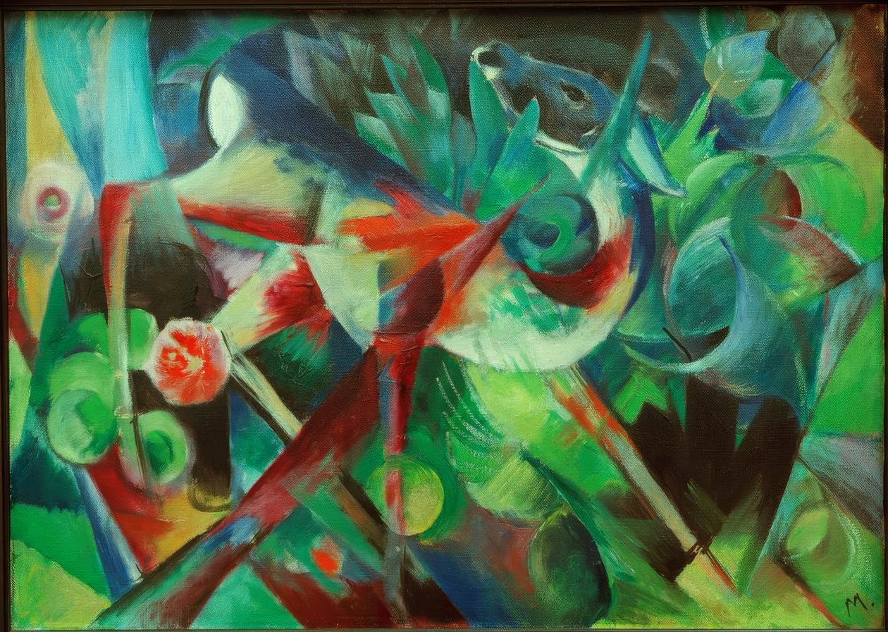 Jelen v květinové zahradě od Franz Marc