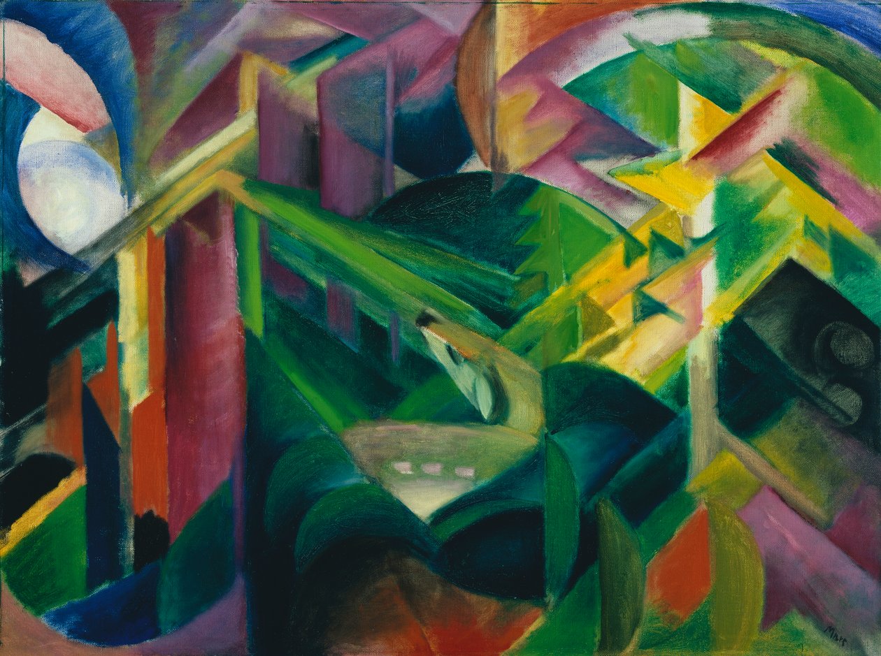 Jelen v klášterní zahradě od Franz Marc