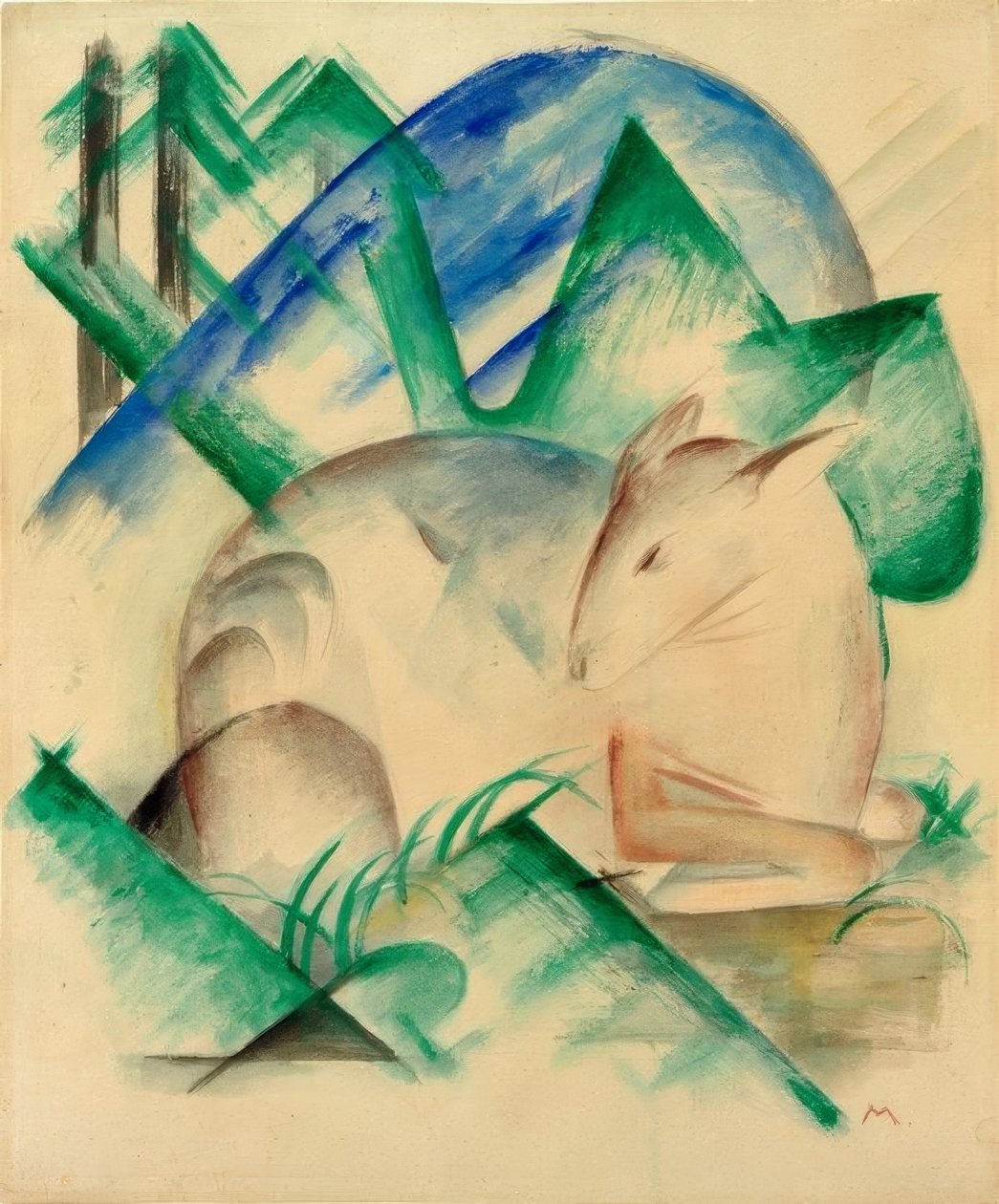 Jelení zvěř (Spící jelen) od Franz Marc
