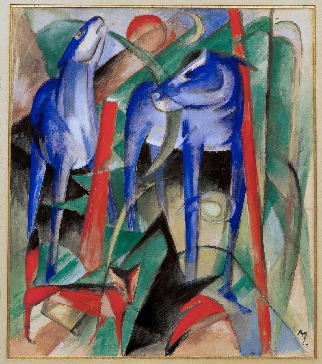 Stvoření koní (tři mýtická zvířata) od Franz Marc