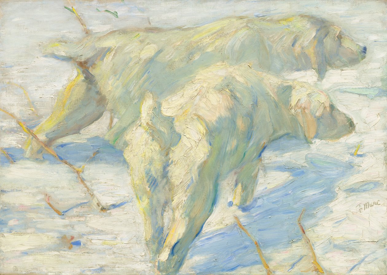Sibiřští psi ve sněhu od Franz Marc