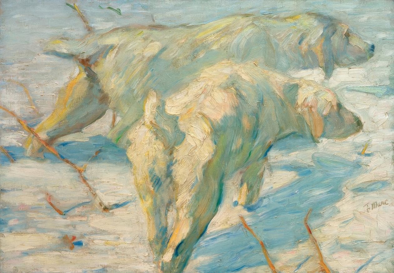 Sibiřští ovčáci (sibiřští psi ve sněhu) od Franz Marc