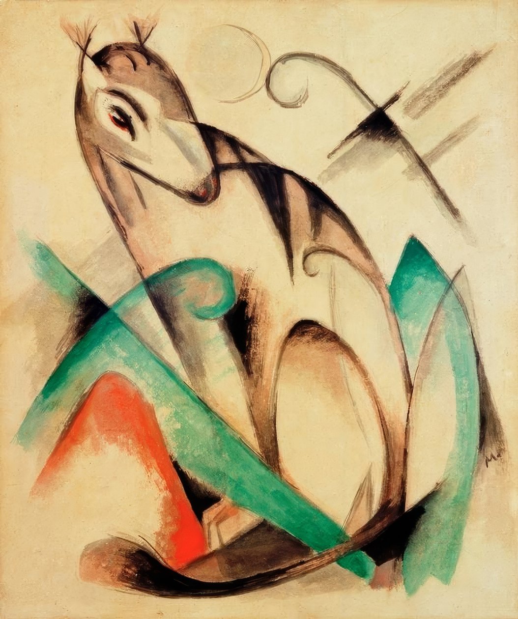 Sedící bájná bestie od Franz Marc