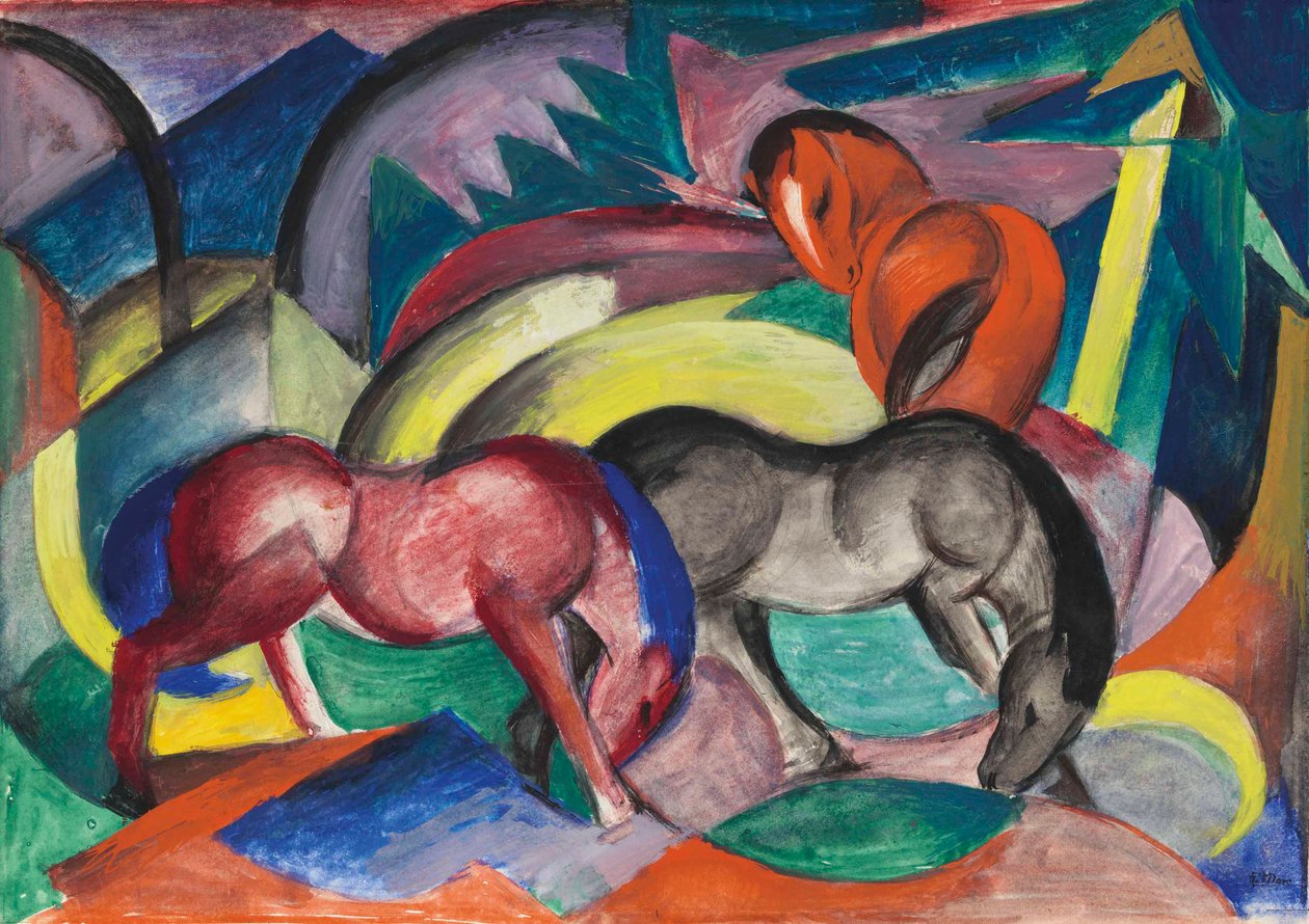 Tři koně, 1912. od Franz Marc