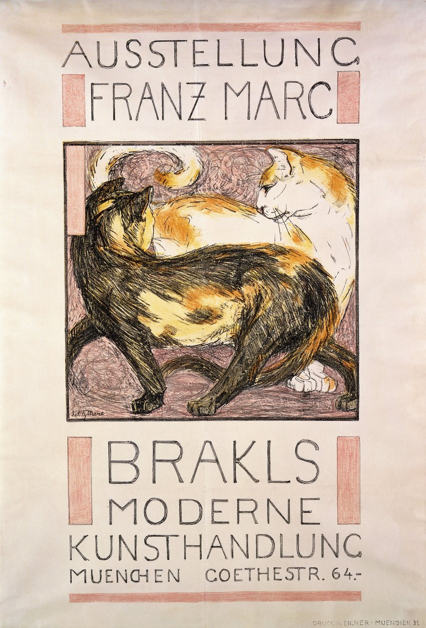 Dvě kočky, 1909-10 od Franz Marc